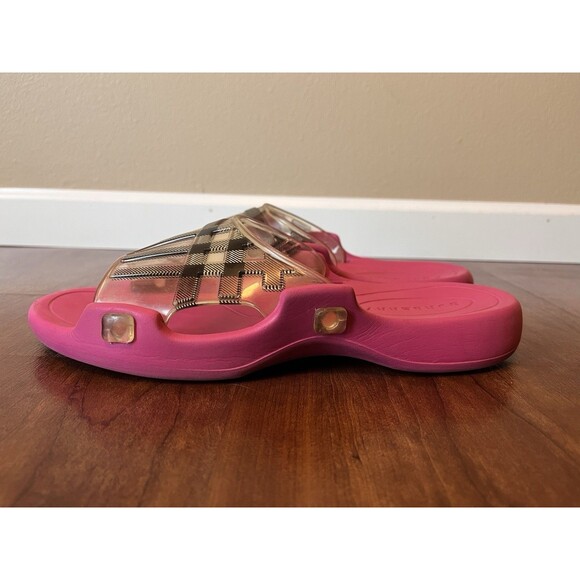 Burberry Women's Pink Check Slide Sandals Size 39 US 8.5 - 9 - Picture 6 of 12